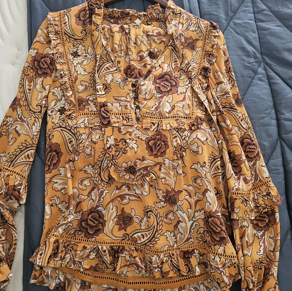 SPELL ETIENNE LONG SLEEVE BLOUSE SZ XS